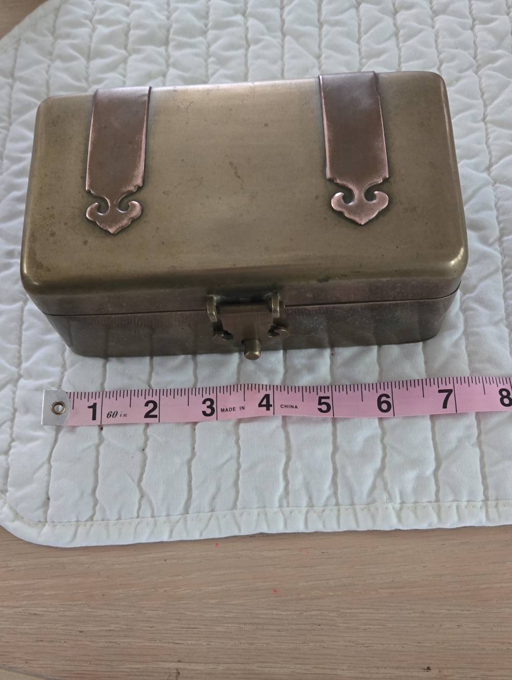 Brass Travel Jewelry Box with Copper Accents - Antique Brass